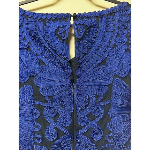 NWT - JS COLLECTIONS Short Sleeve Midi Dress Cobalt Blue/Black Soutache, Sz 2 - Picture 9 of 15